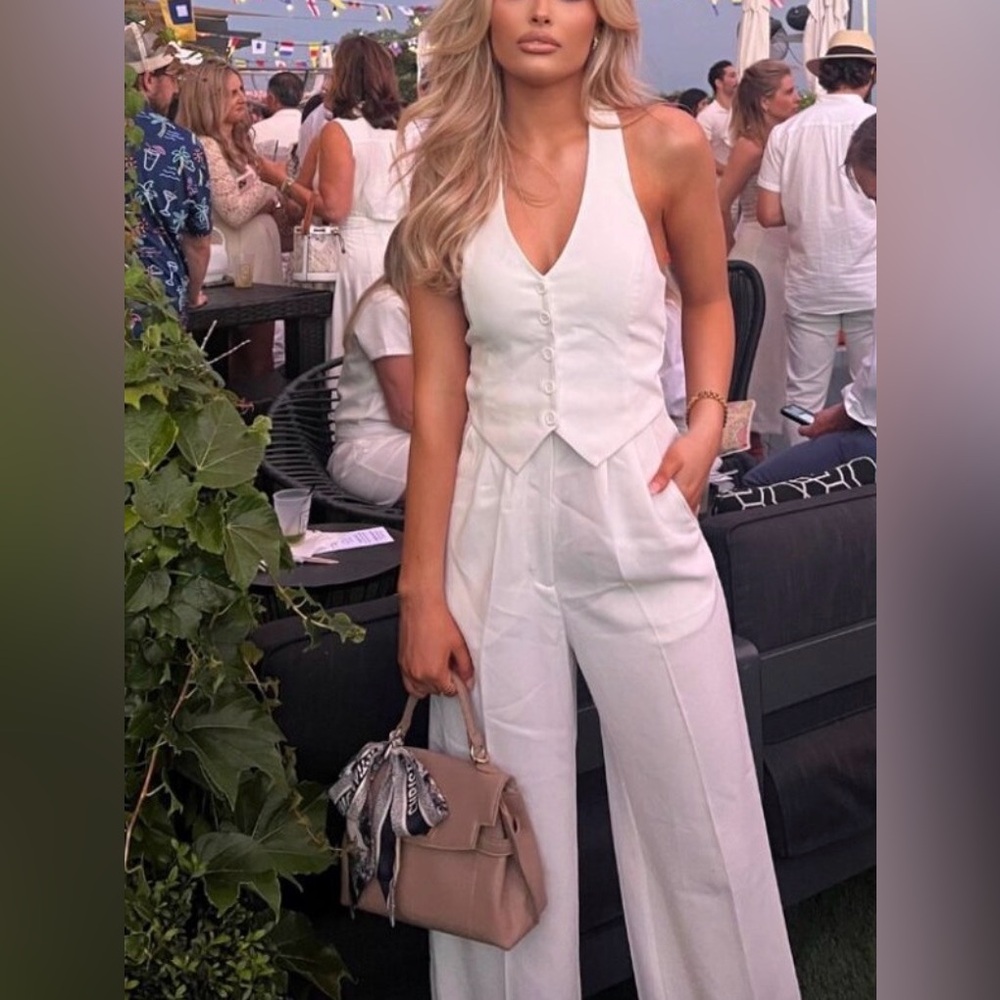 Amanda Uprichard White Sleeveless Jumpsuit
